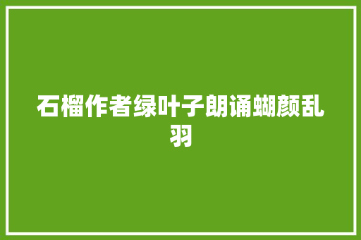 石榴作者绿叶子朗诵蝴颜乱羽