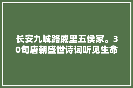 长安九城路戚里五侯家。30句唐朝盛世诗词听见生命拔节的声音