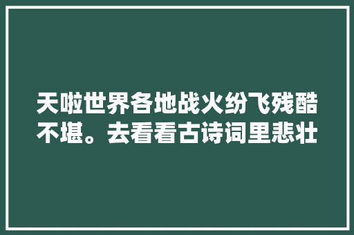 天啦世界各地战火纷飞残酷不堪。去看看古诗词里悲壮战役吧
