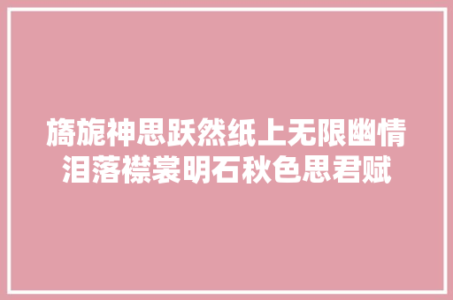 旖旎神思跃然纸上无限幽情泪落襟裳明石秋色思君赋