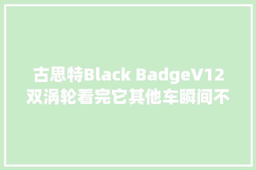 古思特Black BadgeV12双涡轮看完它其他车瞬间不喷鼻香了