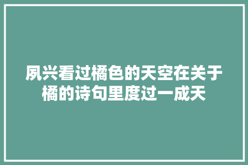 夙兴看过橘色的天空在关于橘的诗句里度过一成天