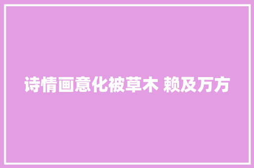 诗情画意化被草木 赖及万方