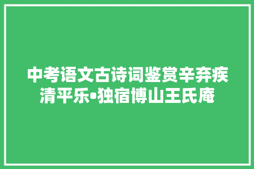 中考语文古诗词鉴赏辛弃疾清平乐•独宿博山王氏庵