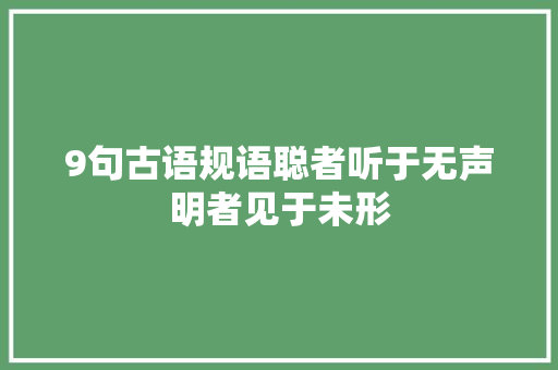9句古语规语聪者听于无声明者见于未形