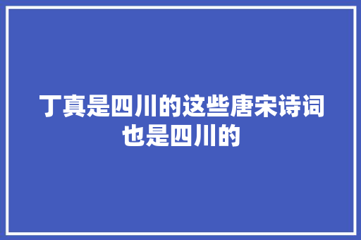 丁真是四川的这些唐宋诗词也是四川的