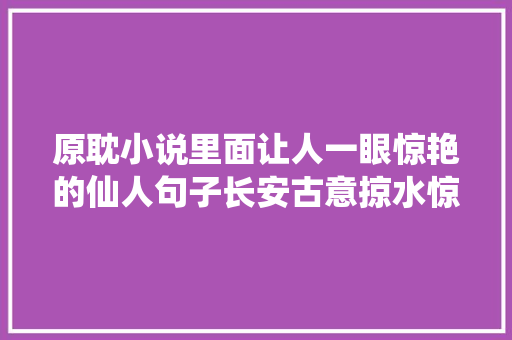 原耽小说里面让人一眼惊艳的仙人句子长安古意掠水惊鸿