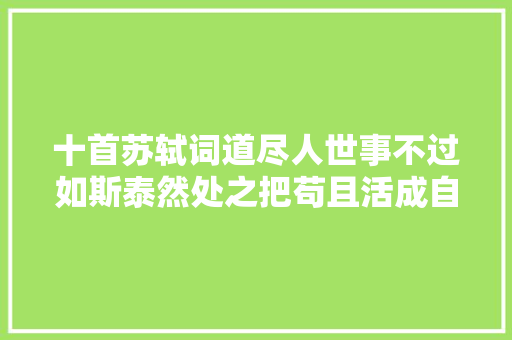 十首苏轼词道尽人世事不过如斯泰然处之把苟且活成自己潇洒