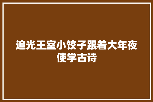 追光王室小饺子跟着大年夜使学古诗