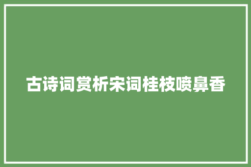 古诗词赏析宋词桂枝喷鼻香