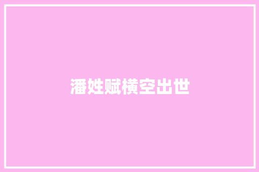 潘姓赋横空出世