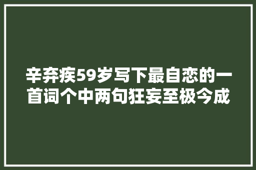 辛弃疾59岁写下最自恋的一首词个中两句狂妄至极今成情侣剖明金句