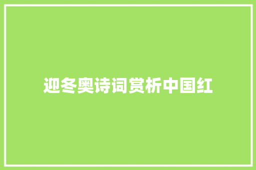 迎冬奥诗词赏析中国红
