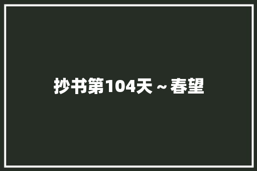 抄书第104天～春望