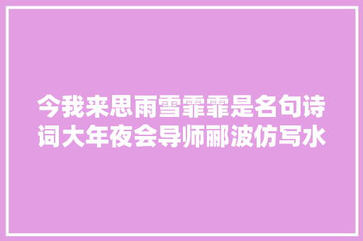今我来思雨雪霏霏是名句诗词大年夜会导师郦波仿写水平若何