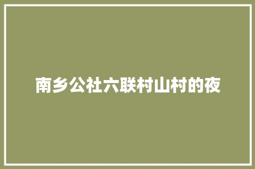 南乡公社六联村山村的夜
