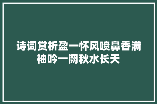 诗词赏析盈一怀风喷鼻香满袖吟一阙秋水长天