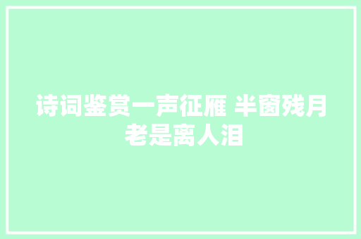 诗词鉴赏一声征雁 半窗残月 老是离人泪