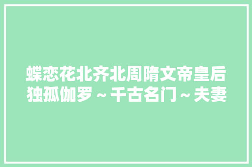 蝶恋花北齐北周隋文帝皇后独孤伽罗～千古名门～夫妻二圣隋堂袖