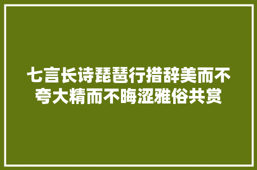 七言长诗琵琶行措辞美而不夸大精而不晦涩雅俗共赏
