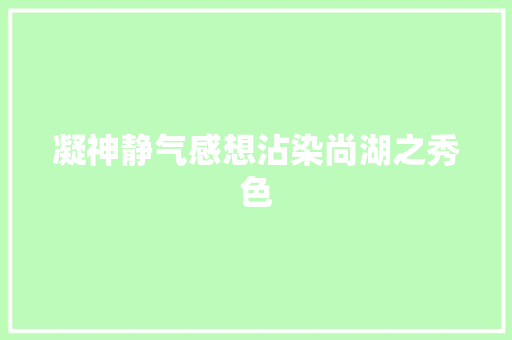 凝神静气感想沾染尚湖之秀色