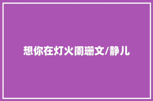 想你在灯火阑珊文/静儿