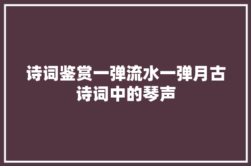 诗词鉴赏一弹流水一弹月古诗词中的琴声