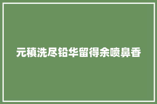 元稹洗尽铅华留得余喷鼻香