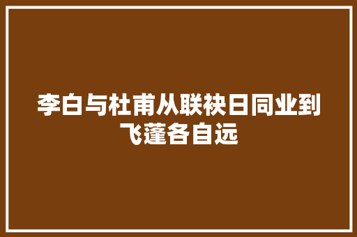 李白与杜甫从联袂日同业到飞蓬各自远