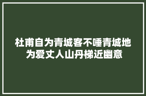 杜甫自为青城客不唾青城地 为爱丈人山丹梯近幽意