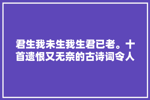 君生我未生我生君已老。十首遗恨又无奈的古诗词令人感慨万千