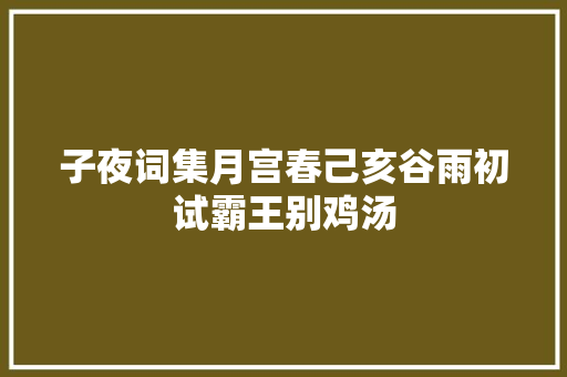 子夜词集月宫春己亥谷雨初试霸王别鸡汤