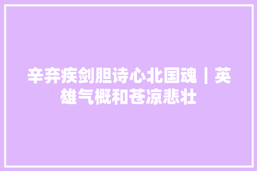 辛弃疾剑胆诗心北国魂｜英雄气概和苍凉悲壮