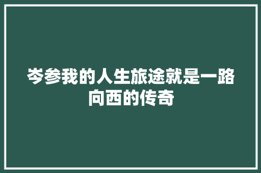 岑参我的人生旅途就是一路向西的传奇