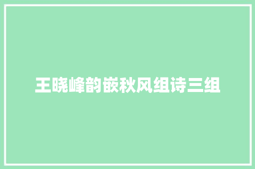 王晓峰韵嵌秋风组诗三组