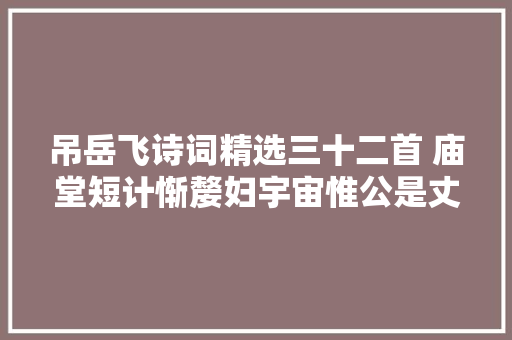 吊岳飞诗词精选三十二首 庙堂短计惭嫠妇宇宙惟公是丈夫