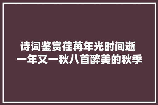 诗词鉴赏荏苒年光时间逝 一年又一秋八首醉美的秋季年光时间诗词