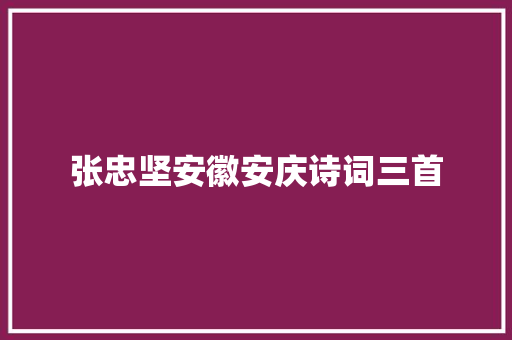 张忠坚安徽安庆诗词三首