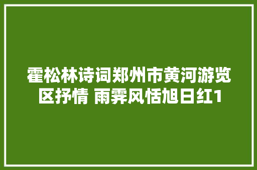 霍松林诗词郑州市黄河游览区抒情 雨霁风恬旭日红1