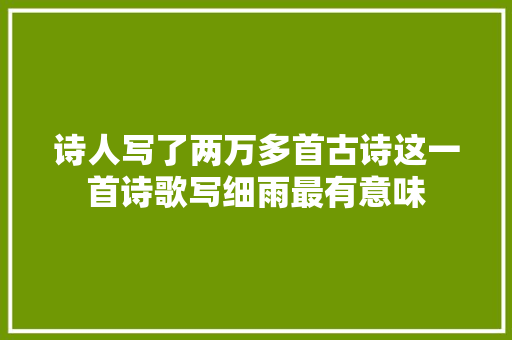 诗人写了两万多首古诗这一首诗歌写细雨最有意味