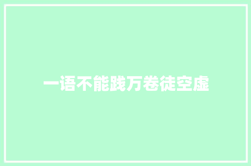 一语不能践万卷徒空虚