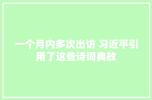一个月内多次出访 习近平引用了这些诗词典故