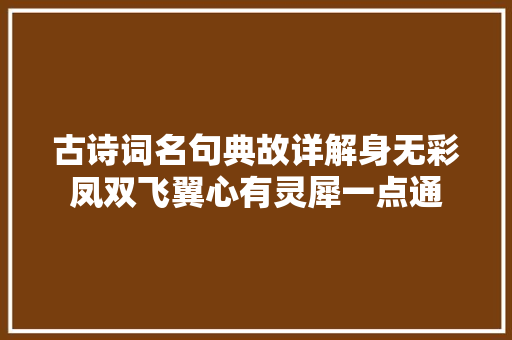 古诗词名句典故详解身无彩凤双飞翼心有灵犀一点通