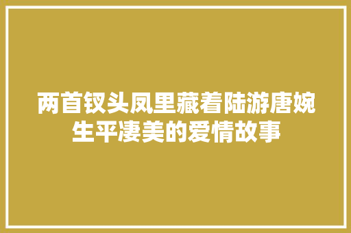 两首钗头凤里藏着陆游唐婉生平凄美的爱情故事