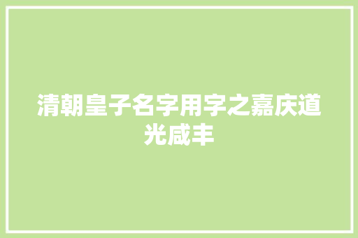 清朝皇子名字用字之嘉庆道光咸丰