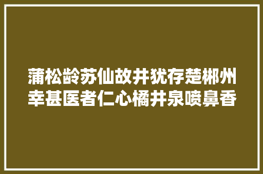 蒲松龄苏仙故井犹存楚郴州幸甚医者仁心橘井泉喷鼻香字字有深意