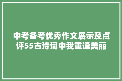 中考备考优秀作文展示及点评55古诗词中我重逢美丽
