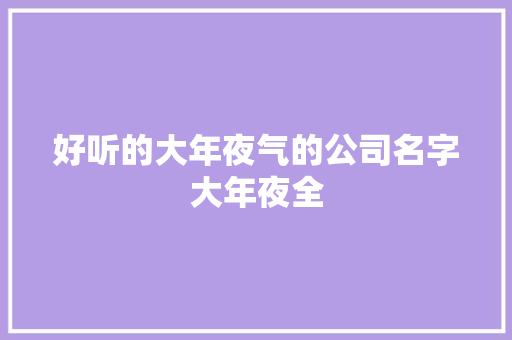 好听的大年夜气的公司名字大年夜全
