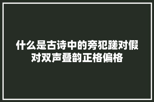 什么是古诗中的旁犯蹉对假对双声叠韵正格偏格