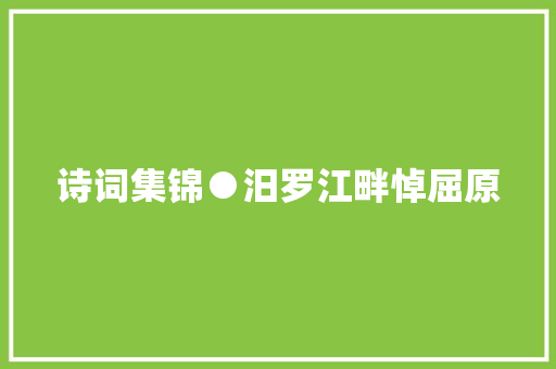 诗词集锦●汨罗江畔悼屈原
